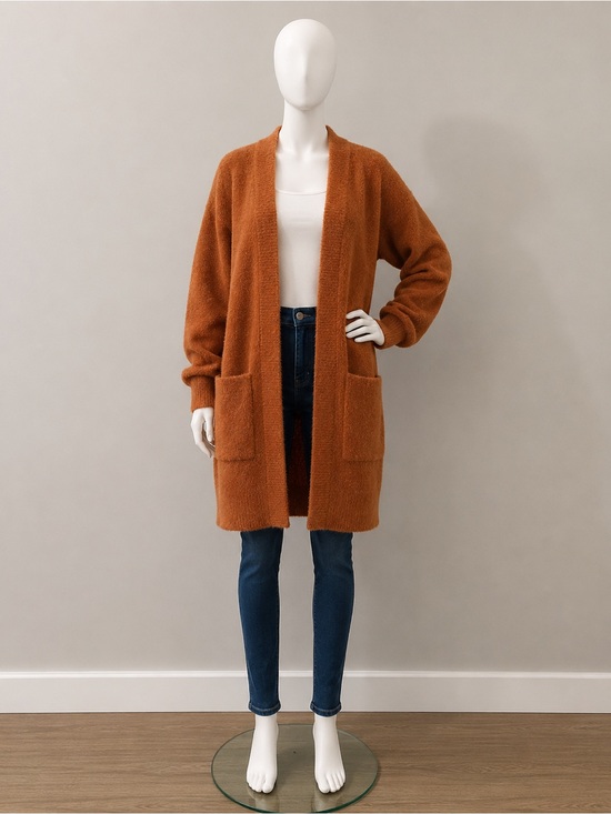 Fashion Nova Other - Fashion Nova Rust Orange Open-Front Long Cardigan